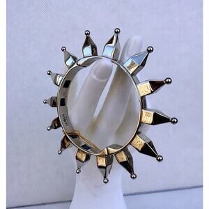 Mawi London Silver Tone Spiked Statement Bangle Bracelet Punk Glam Runway Nwt